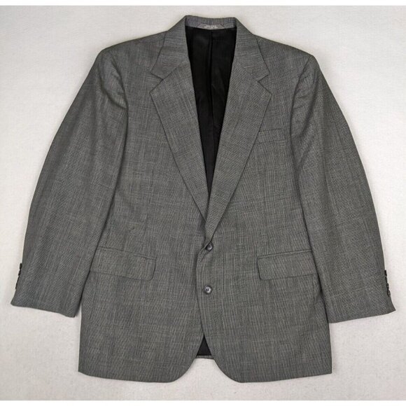 HAGGAR IMPERIAL - MEN'S GRAY PLAID WOOL BLAZER JACKET SPORT COAT - SIZE 44 - Picture 2 of 13